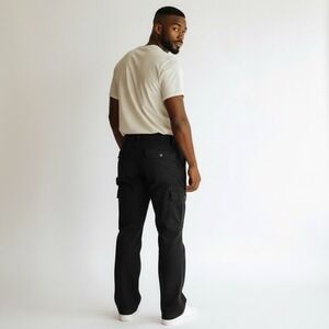 Duluth Trading Co Flex Fire Hose Pants Men 38x26 Black Twill Cargo Utility Work